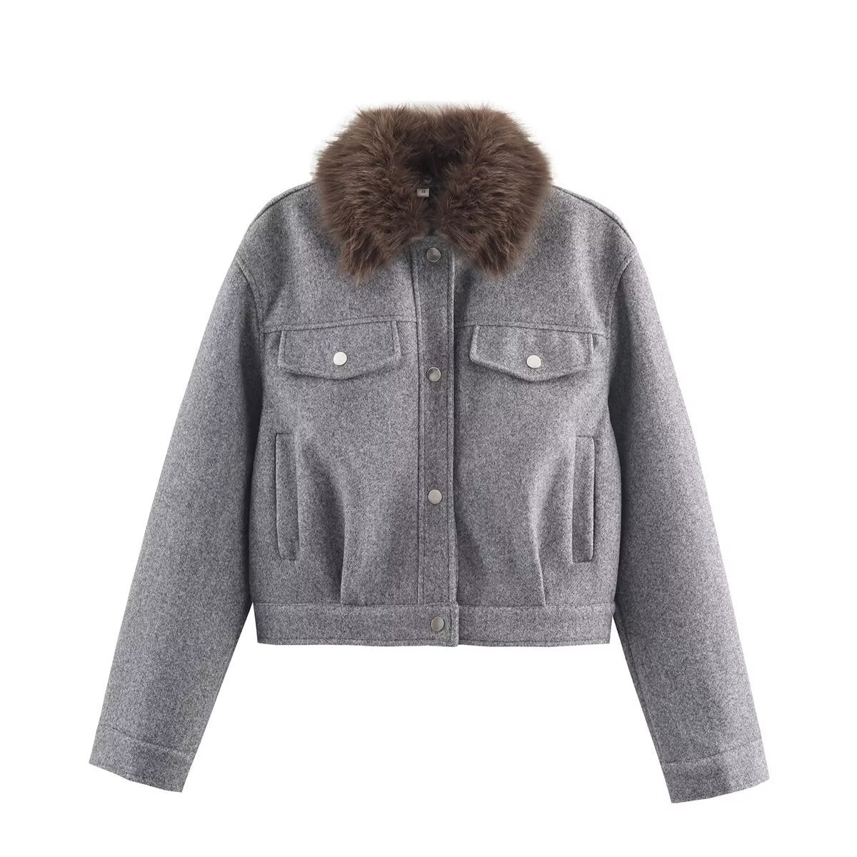 Two tone jacket with fur collar