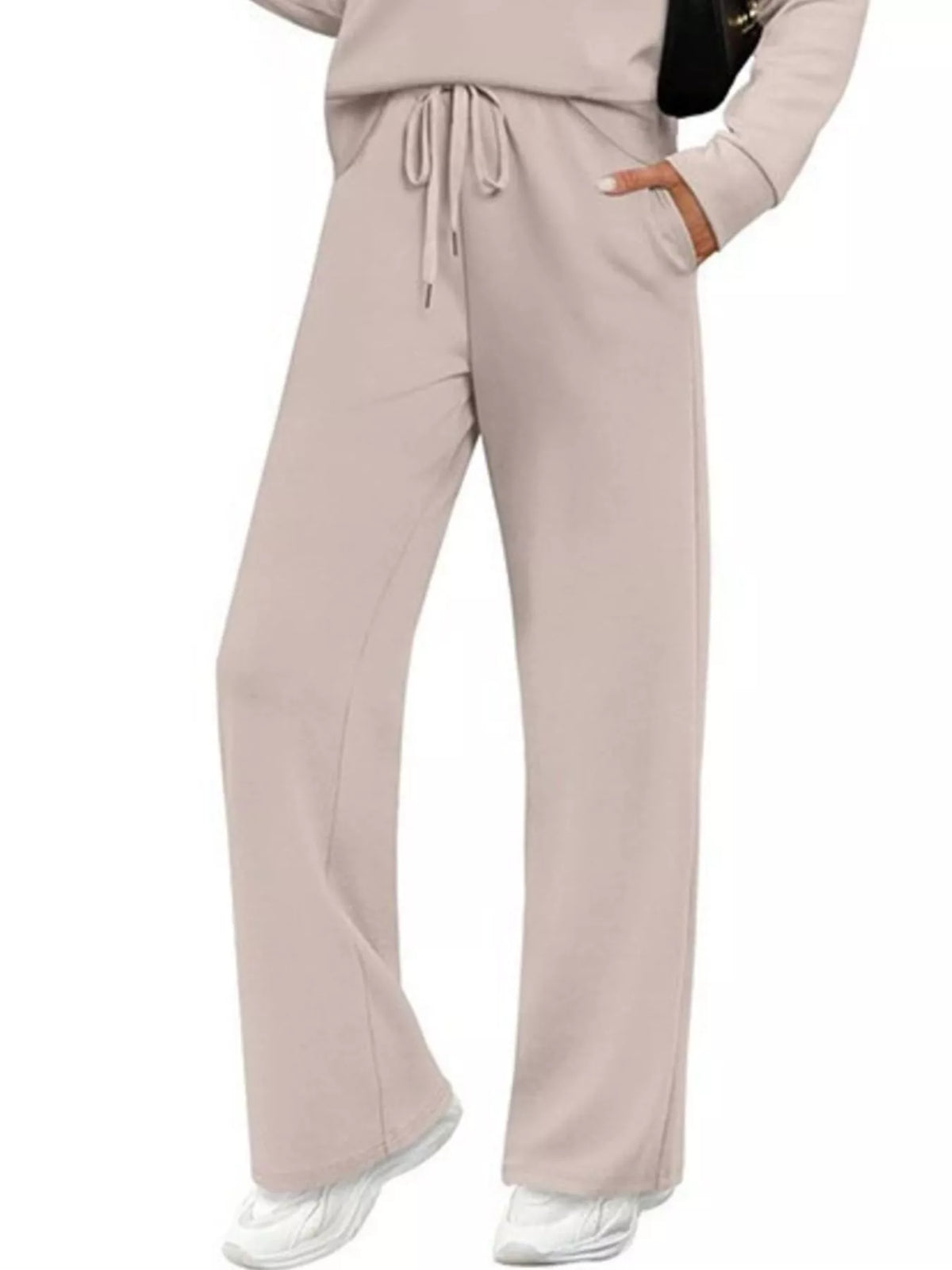 Long sleeve round neck top and pants set