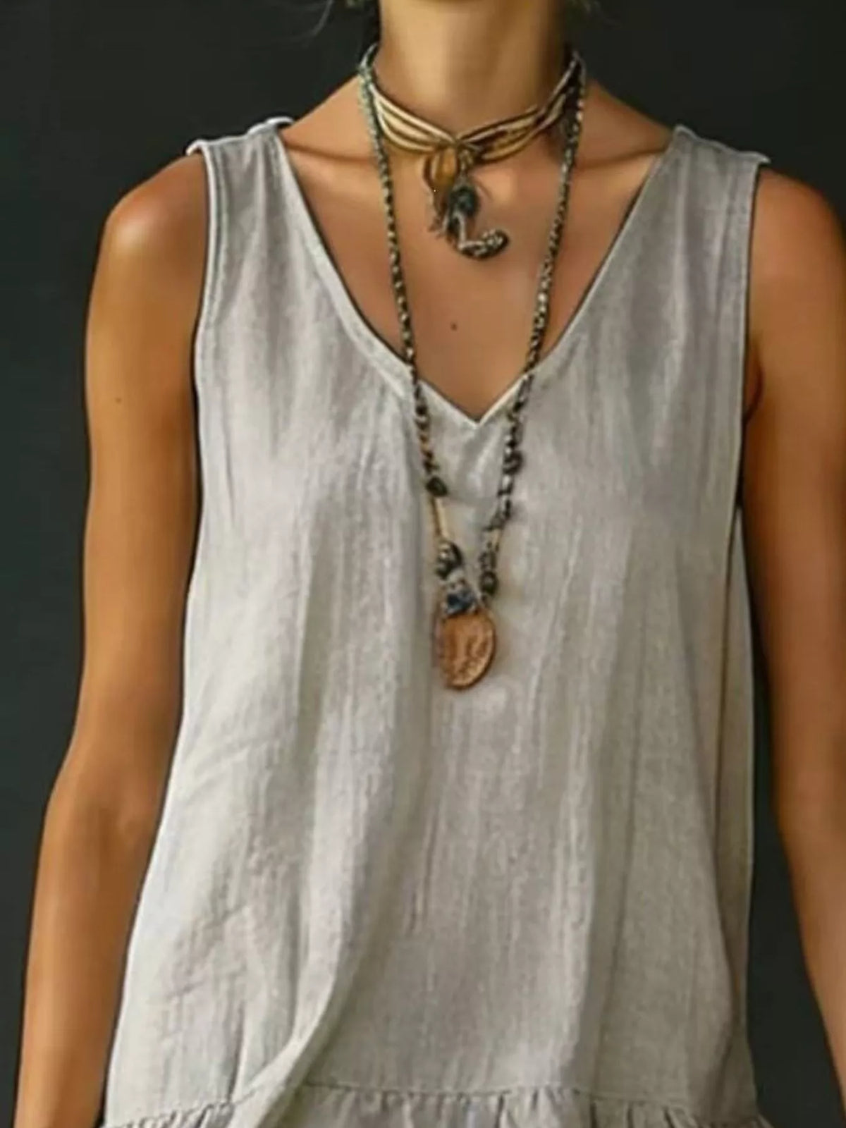 Ruffle-hem sleeveless dress