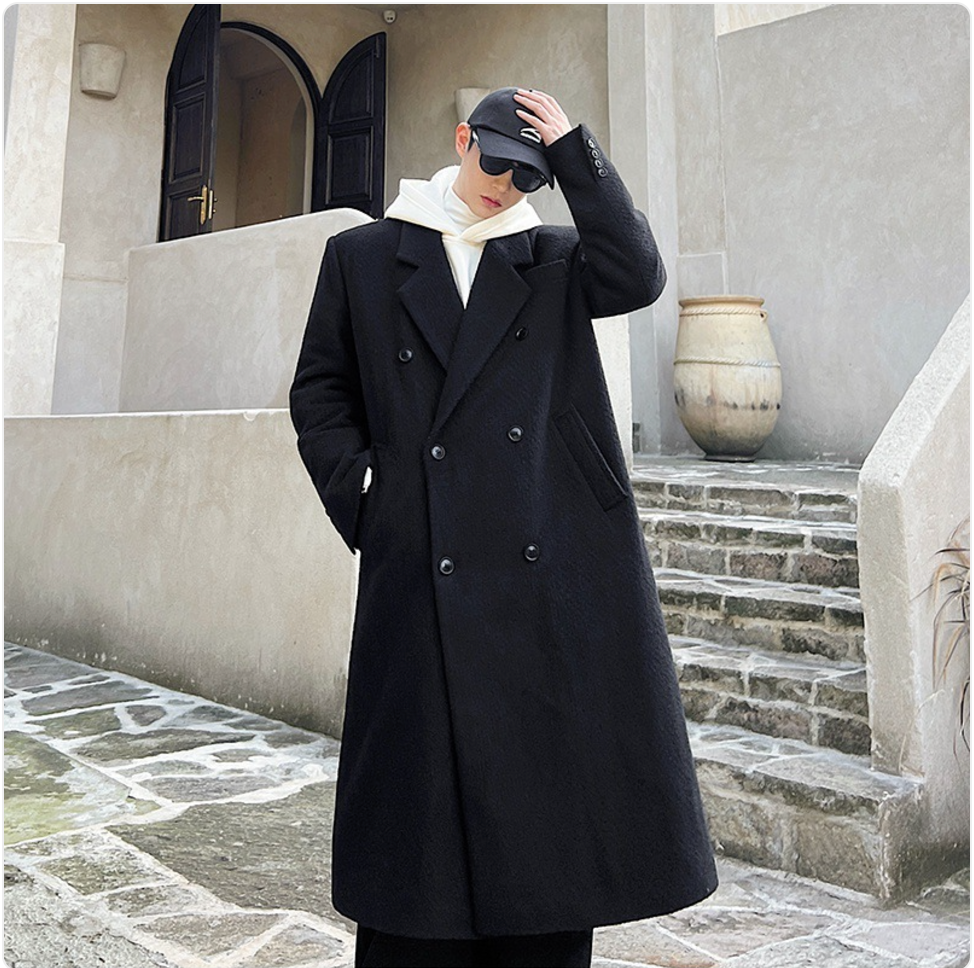 Double-breasted long coat