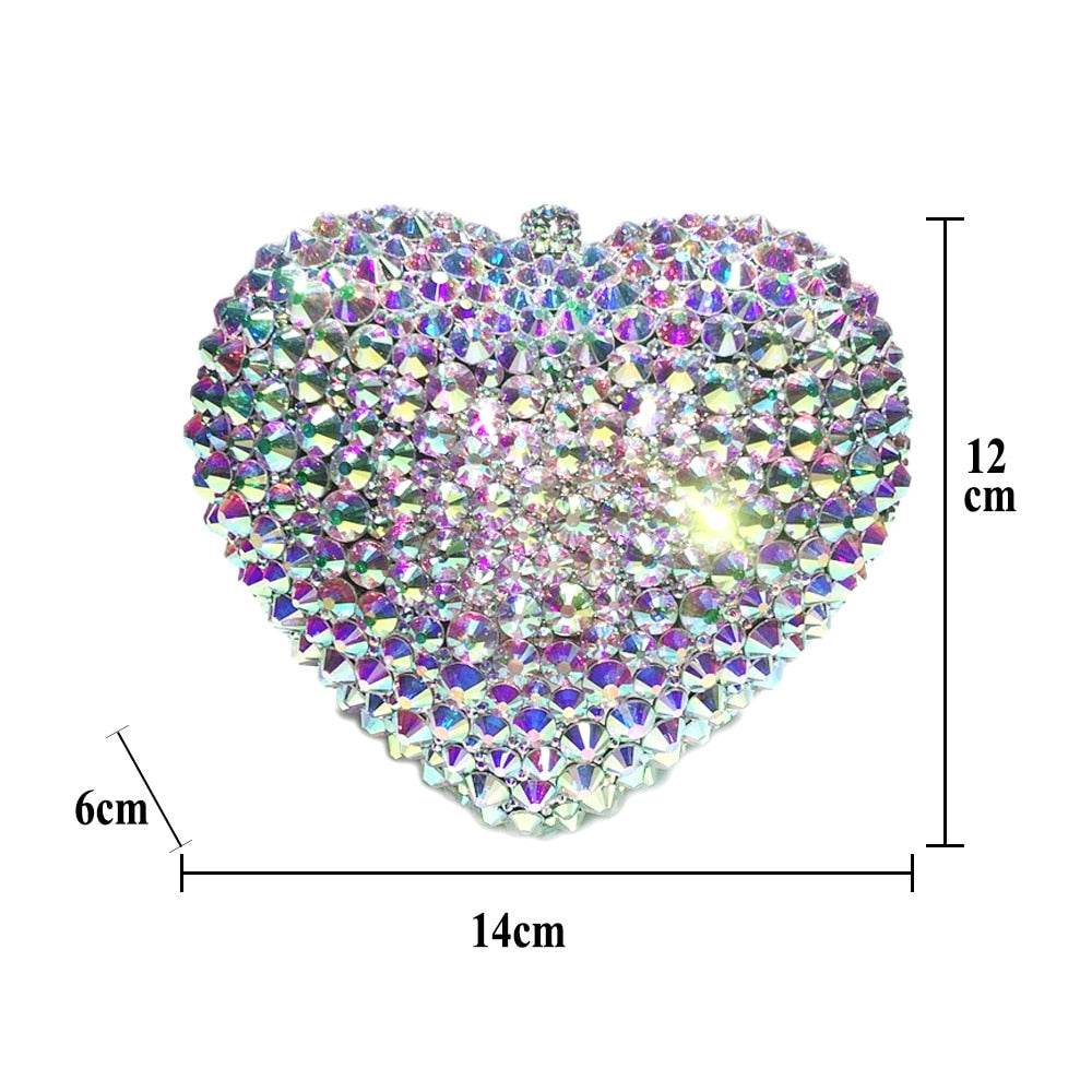 Romantic Diamond Evening Bags Heart Shape Crystal New Design Women Custom Lovely Shoulder Bags Female Wedding Dinner Purse