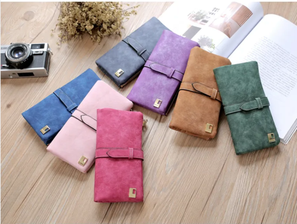 Faux suede zip wallet
