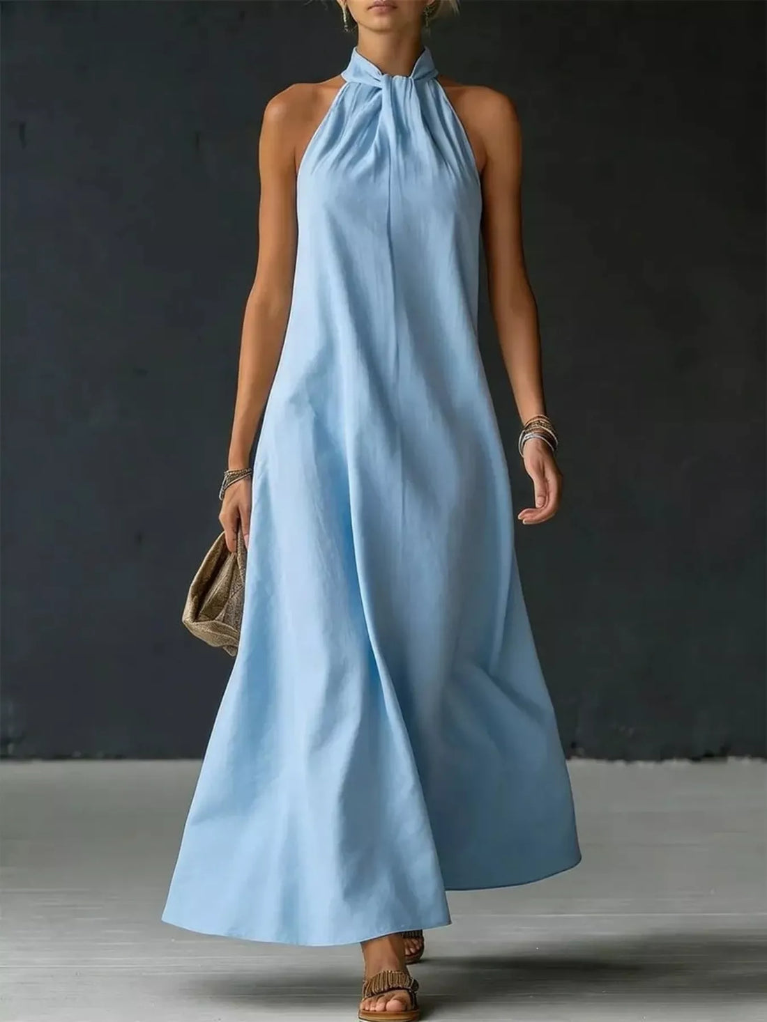 Halter maxi dress – blue