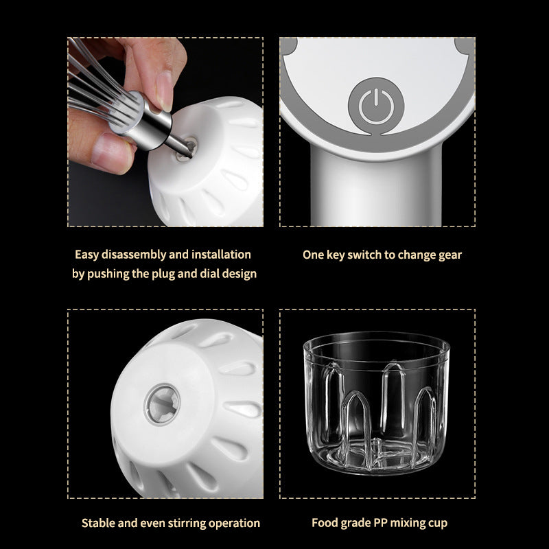 Wireless Portable Electric Meat Grinder Garlic Masher Multi-Function Meat Grinder Double Stick Egg Beater