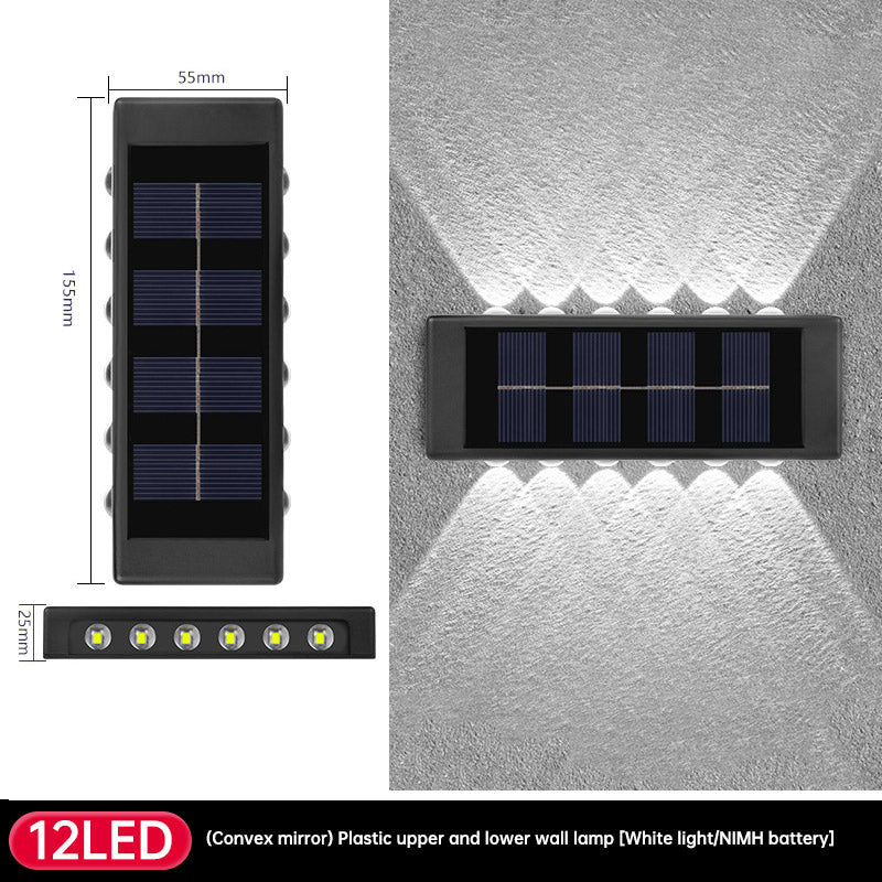 Solar Dual Head Wall Lamp, Outdoor Courtyard Lamp, Waterproof, Outdoor Upper and Lower Emitting Wall Courtyard Lamp