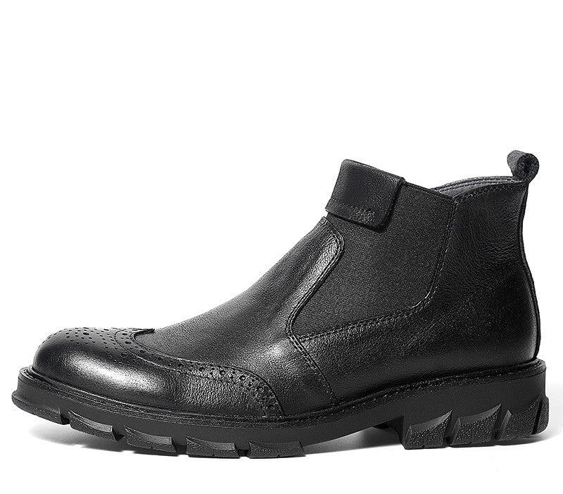 Brogue Chelsea boots, Black, side