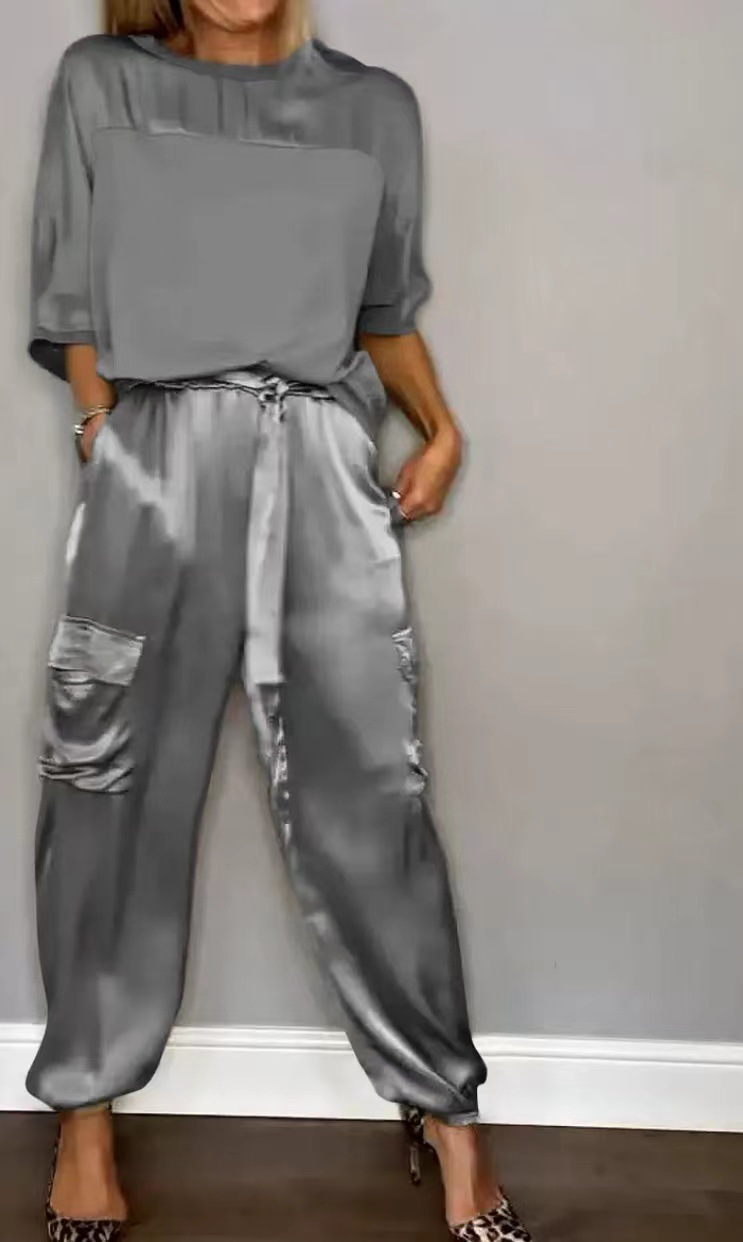 Satin shirt and trouser set