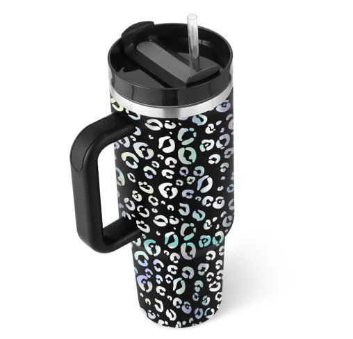 Gobelet isotherme de 113 cl avec poignée et paille, en acier inoxydable, anti-fuite, avec couvercle, idéal pour la voiture, la salle de sport, le bureau ou les voyages.