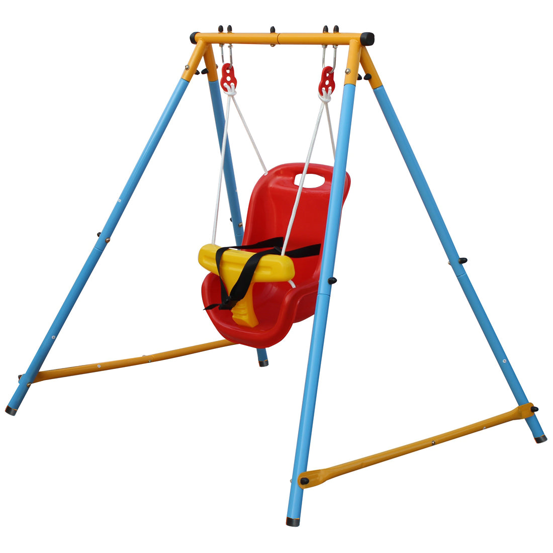 Baby Toddler Indoor/Outdoor Metal Swing Set with Safety Belt for Backyard