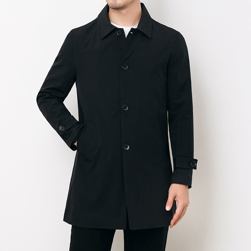 Button front mac coat, Black, front