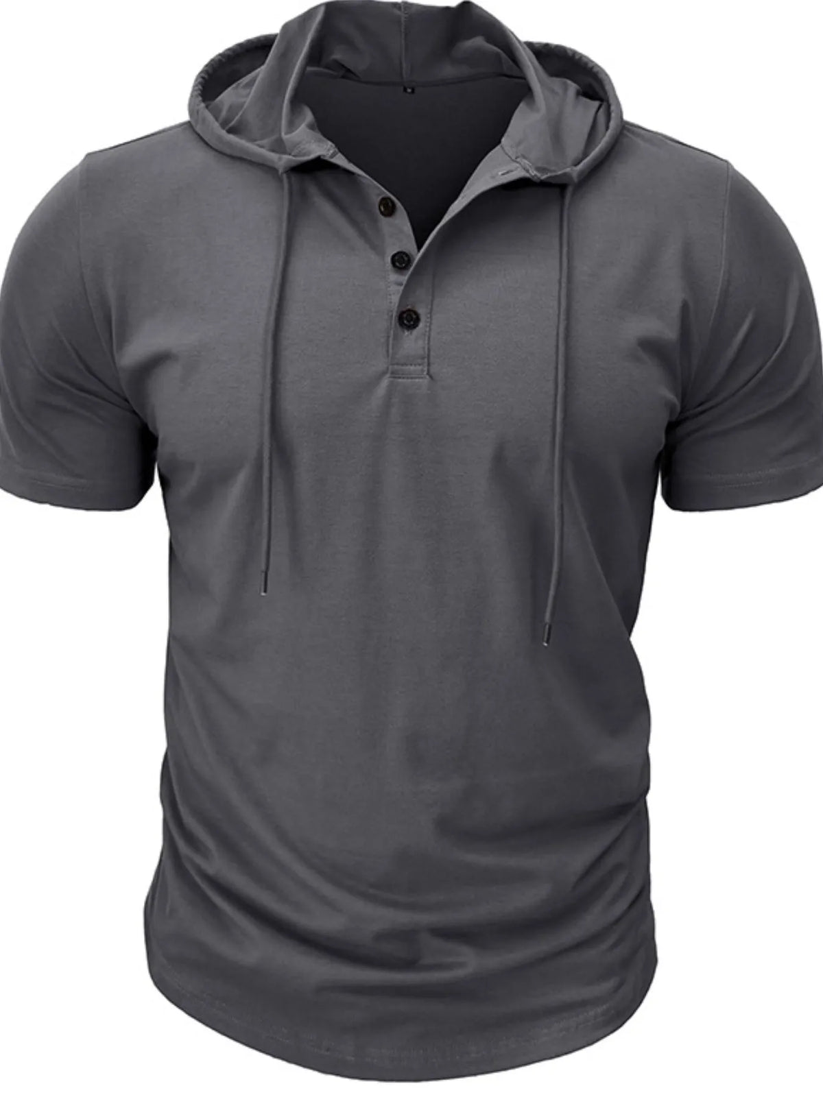 Casual hooded henley T-shirt