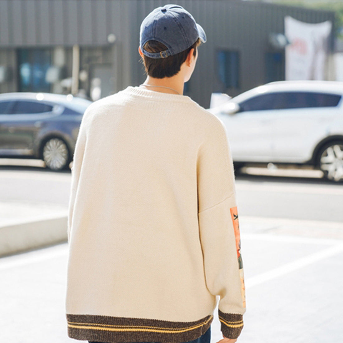 Cream crew-neck knit