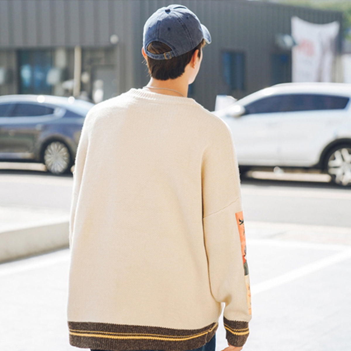 Cream crew-neck knit