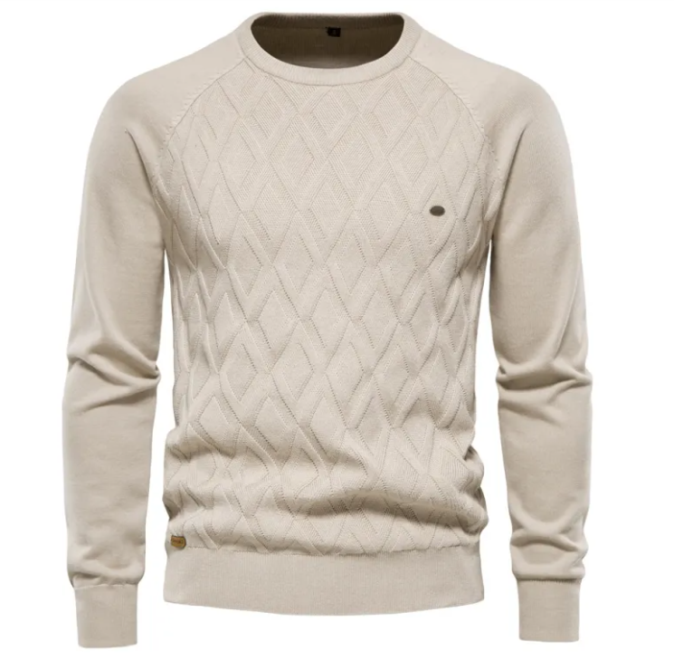 Diamond-knit crew sweater