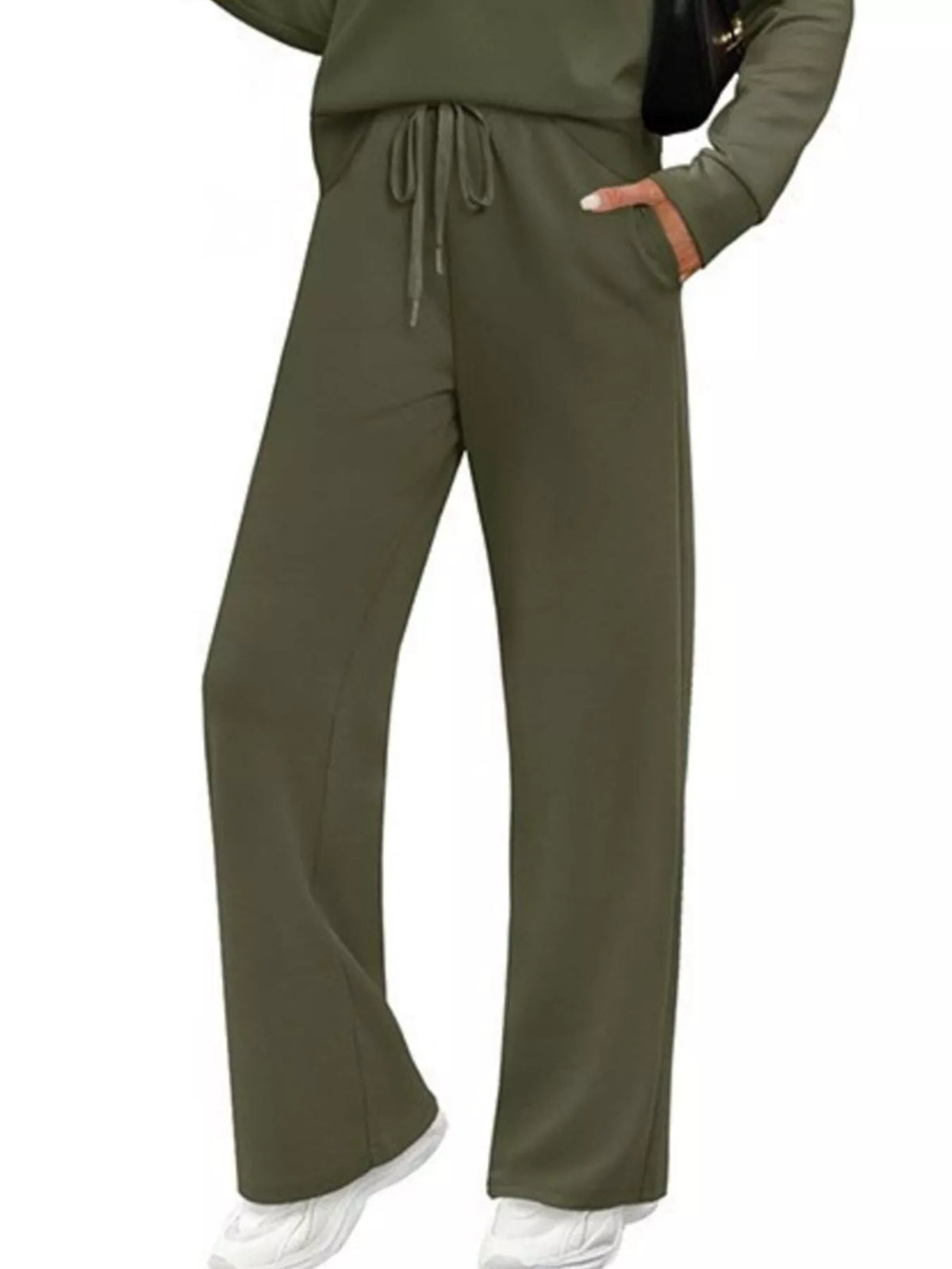 Long sleeve round neck top and pants set