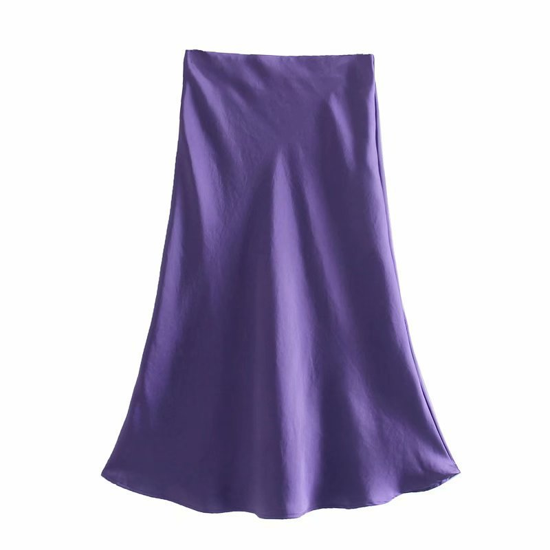 Satin midi skirt – dark purple