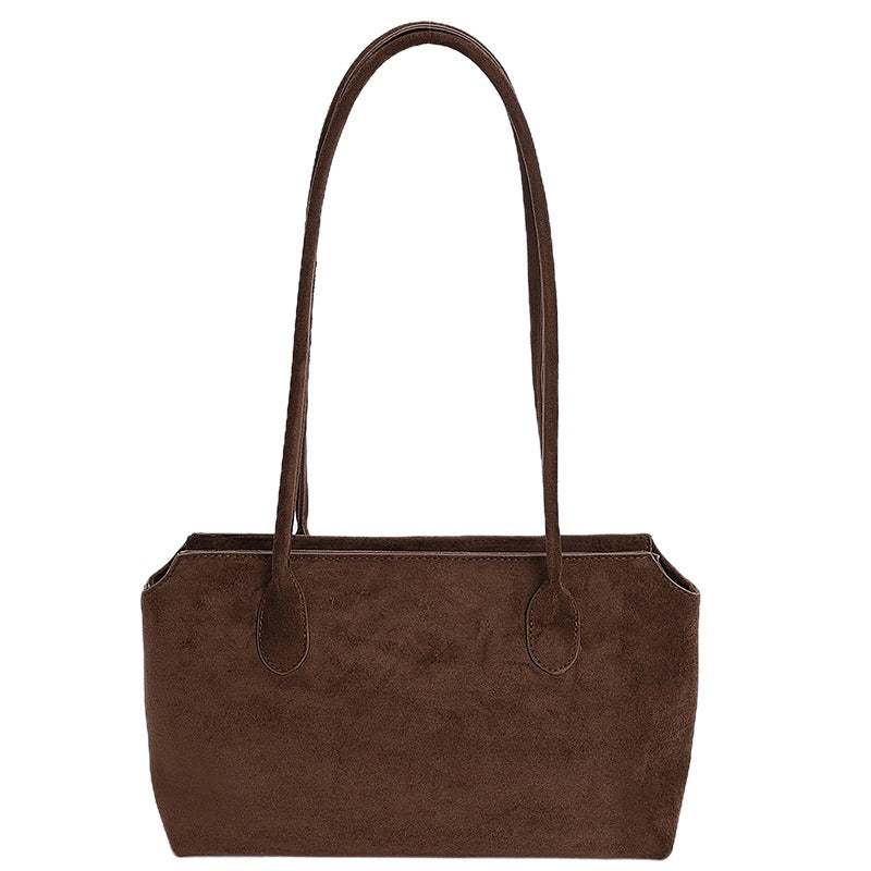 Suede-look East-West bag