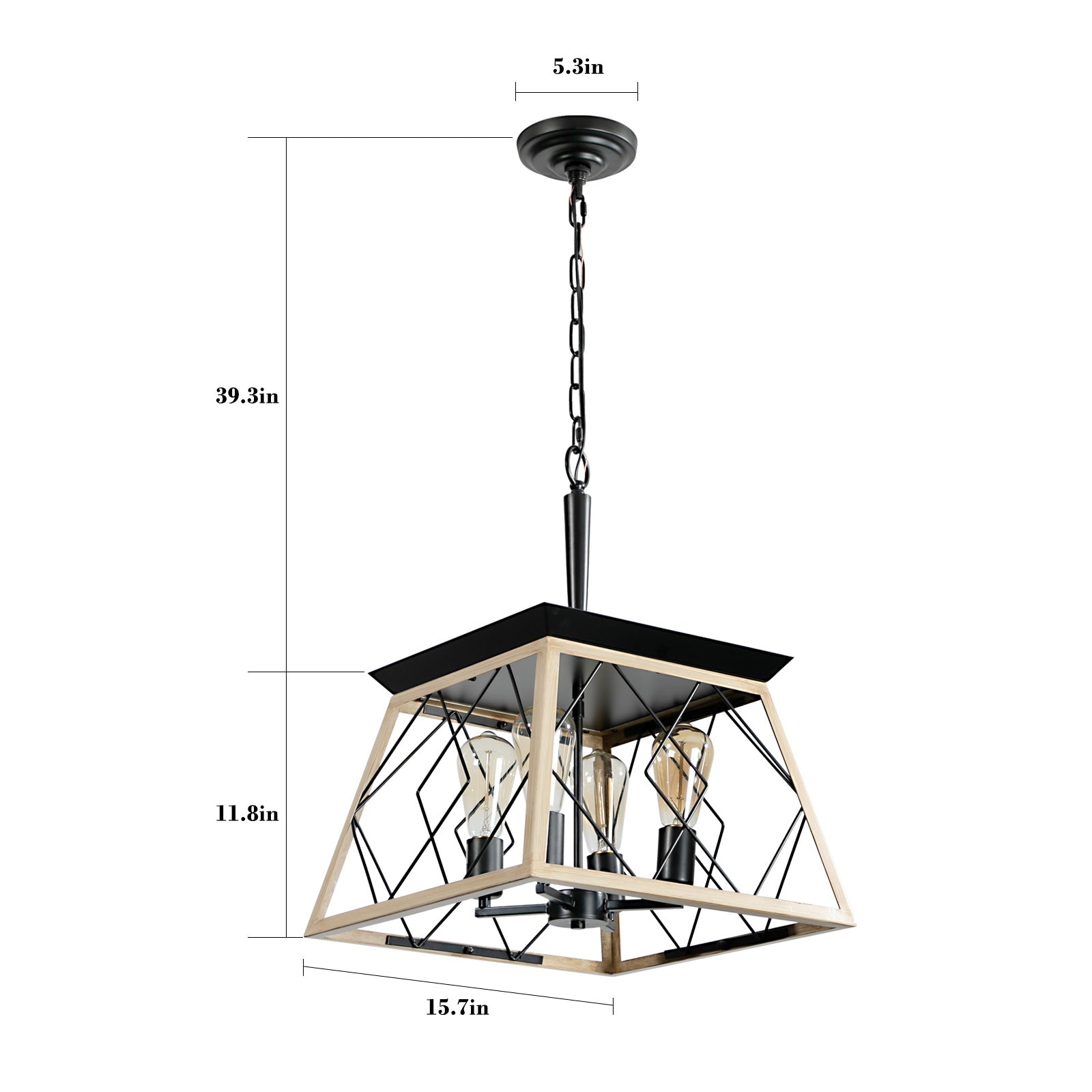 4-Light Farmhouse Chandeliers For Dining Room (No Bulbs)