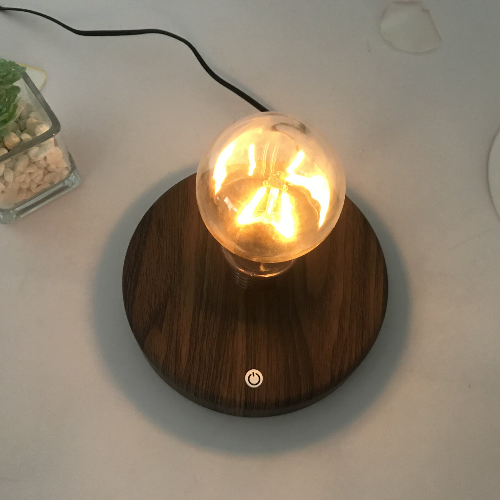 Imitation Wood Grain Magnetic Levitation Light Bulb Night Light Bedside Decoration Table Lamp Creative Girlfriend Birthday Gift