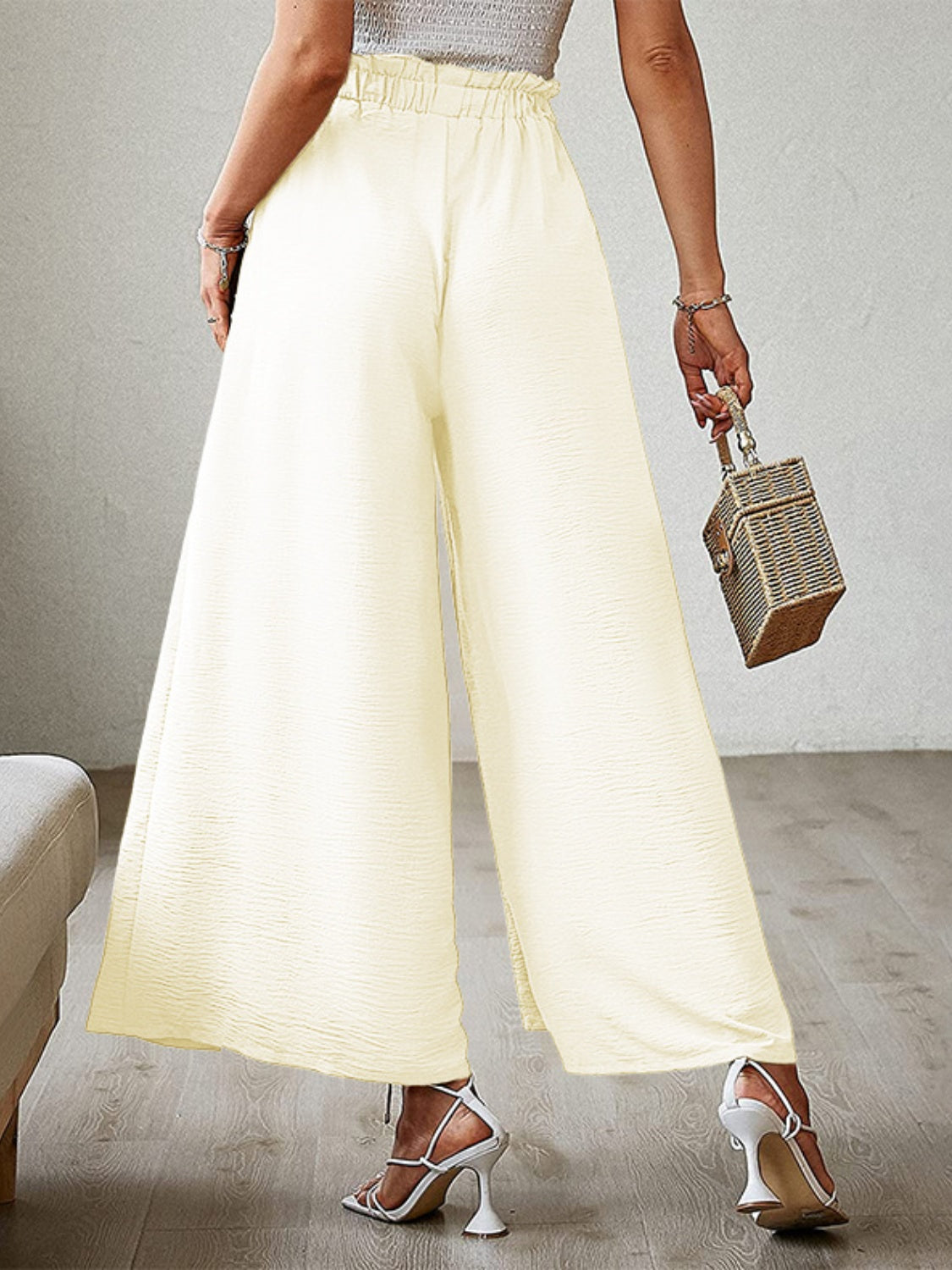 Tied slit wide leg pants