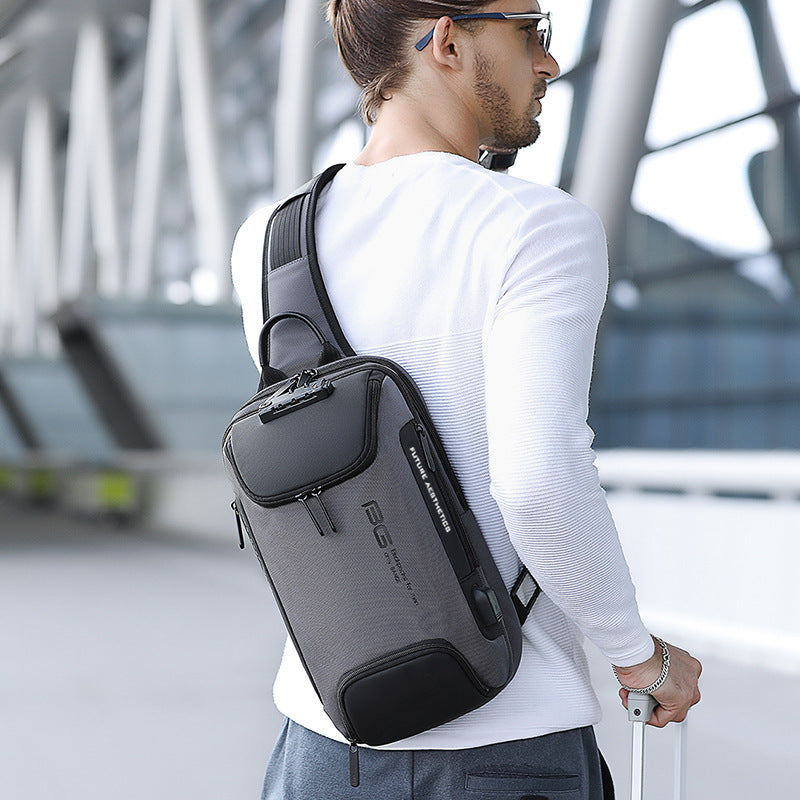 BANGE New Chest Bag Men's Business Anti-Theft Shoulder Bag Technology USB Lightweight Outdoor Men's Messenger Chest Bag