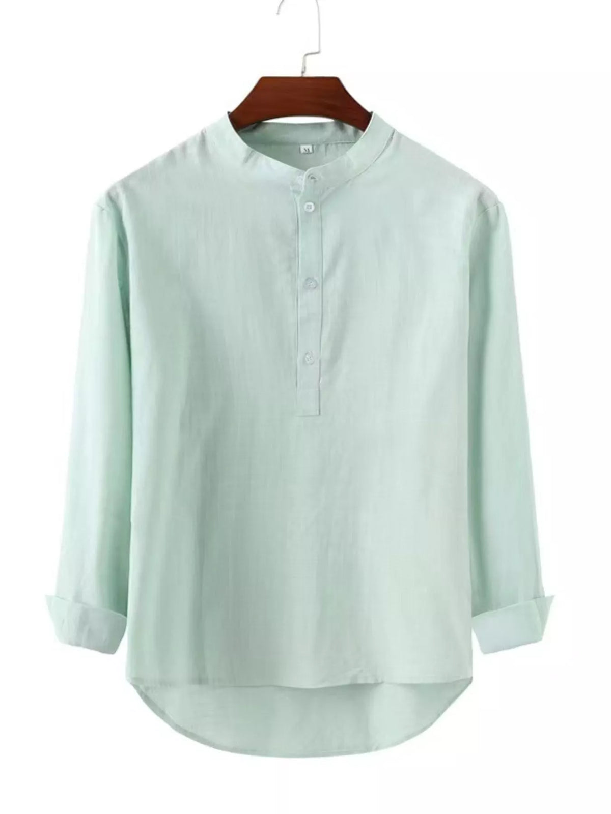 Button detail long sleeve shirt, Light Green