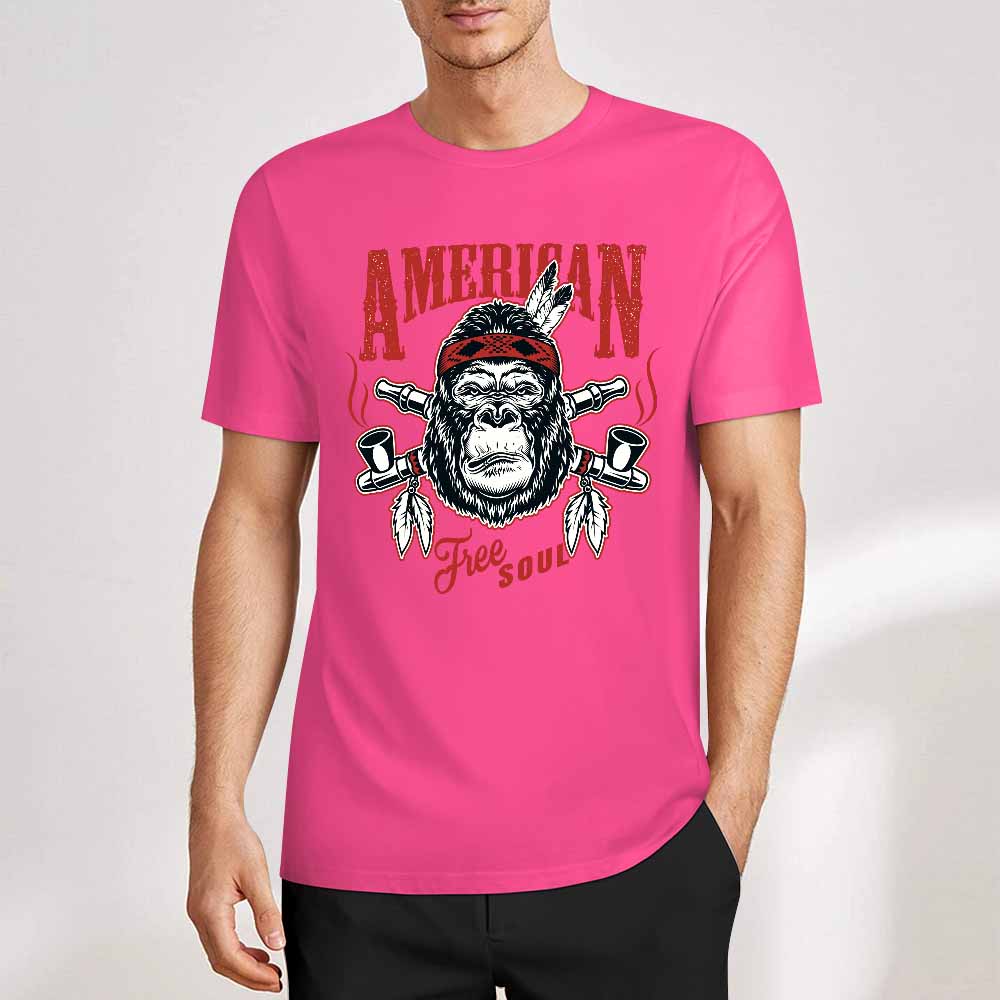 New 2025 Pure cotton short sleeved T-shirt Front print Multiple colors