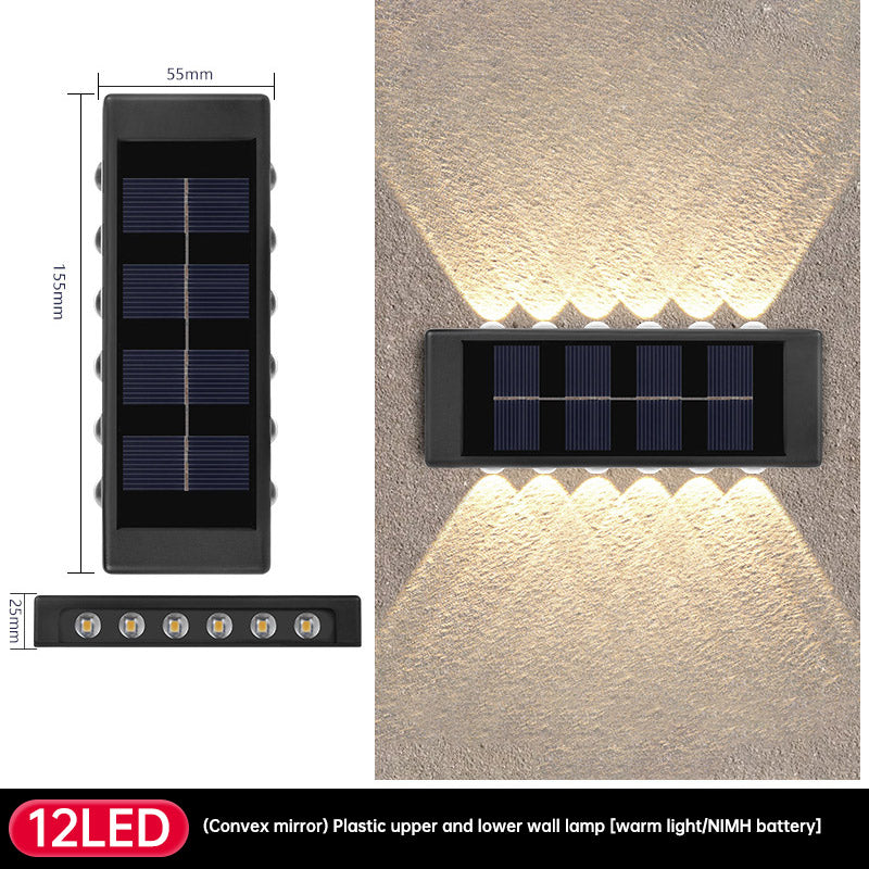 Solar Dual Head Wall Lamp, Outdoor Courtyard Lamp, Waterproof, Outdoor Upper and Lower Emitting Wall Courtyard Lamp