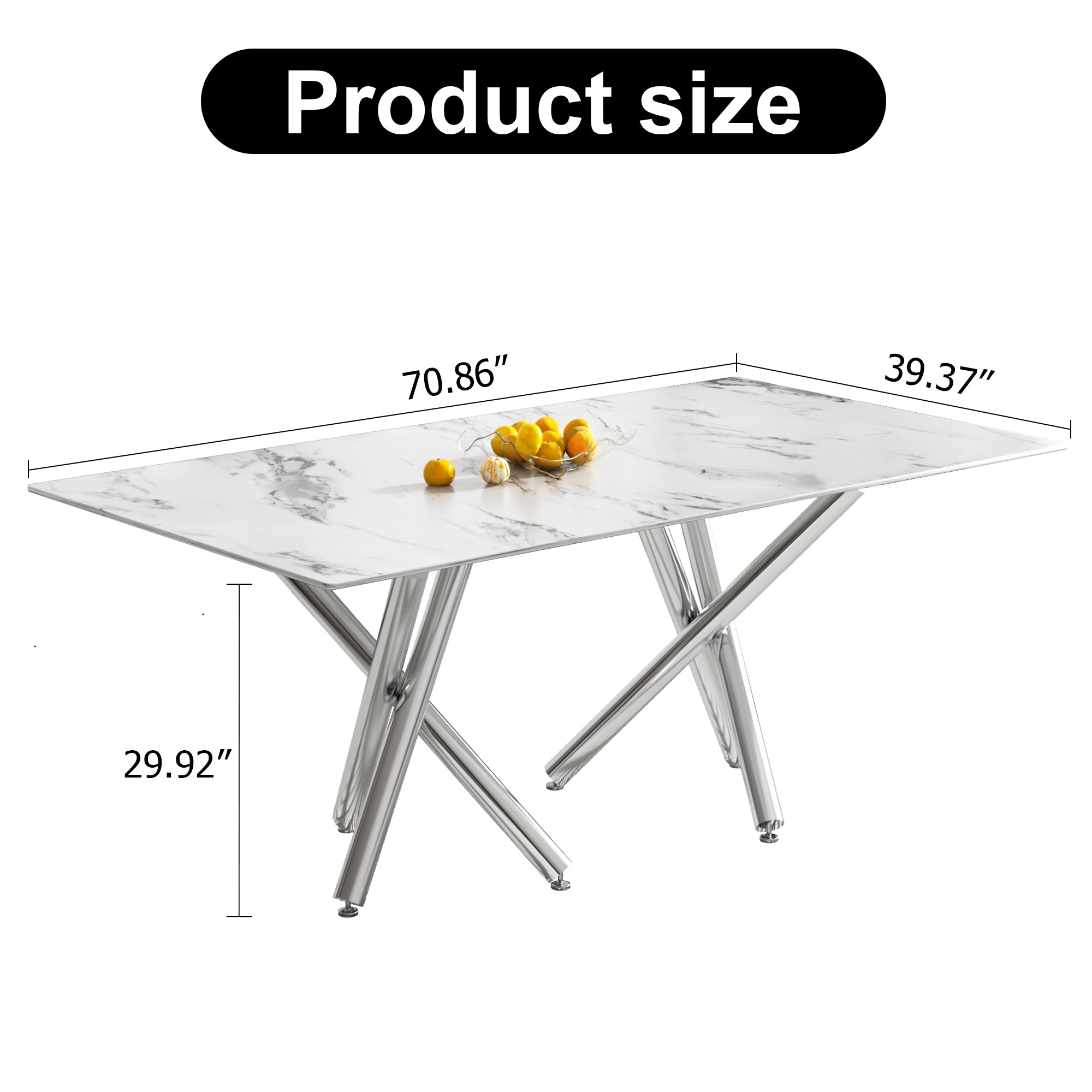 Large Modern Simple Rectangular Glass Dining Table for 6-8 People