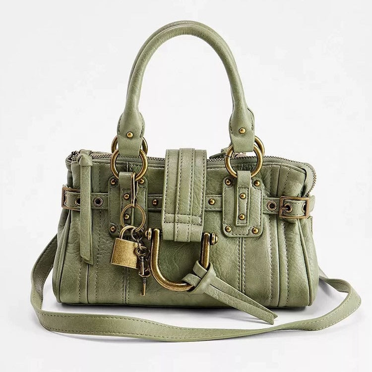 Buckled leather satchel