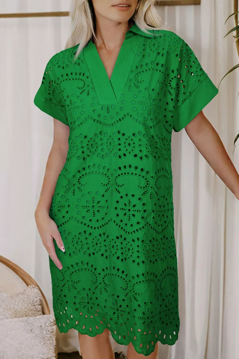 Eyelet collared dress