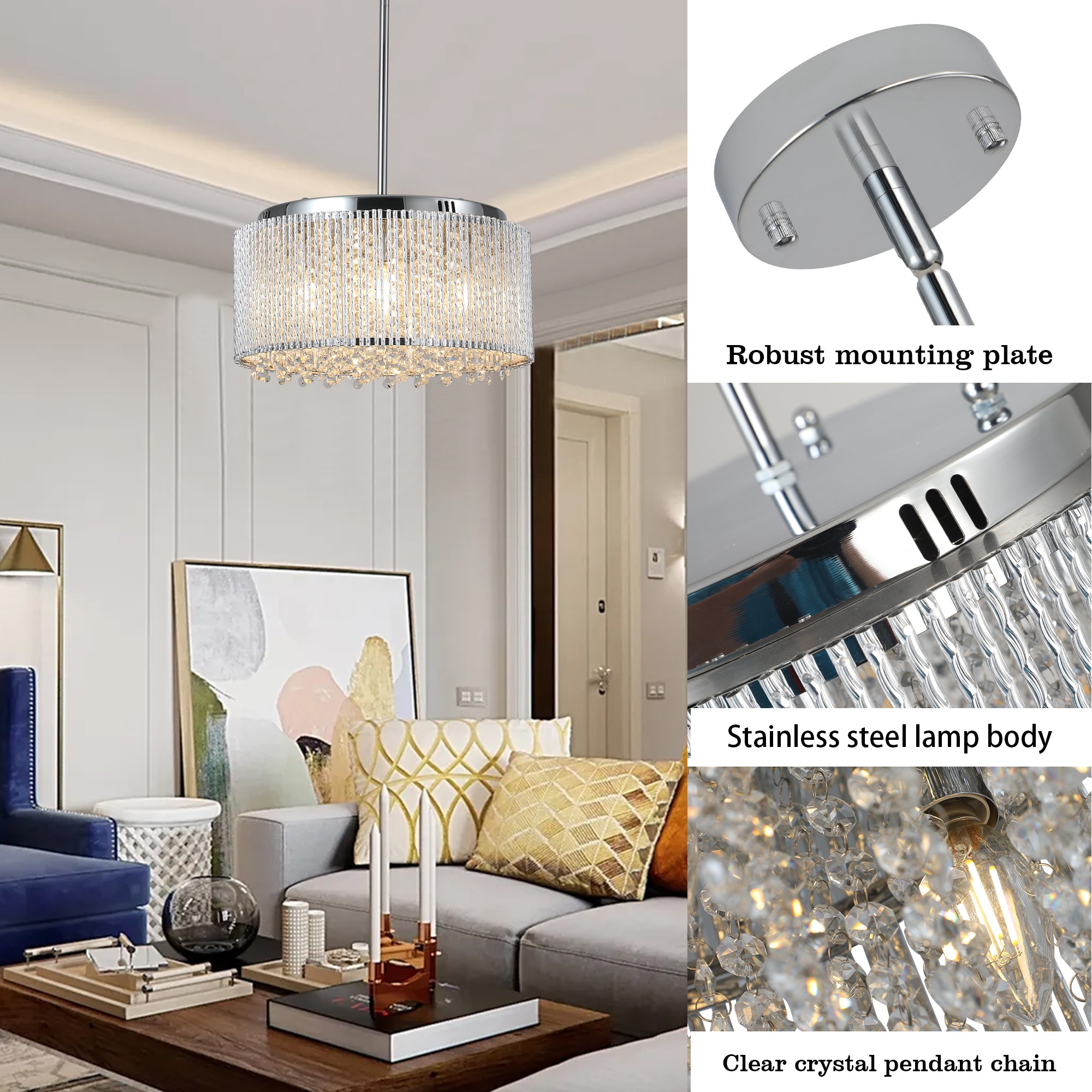 Modern Crystal Chandelier for Living-Room Round Cristal Lamp Luxury Home Decor Light Fixture