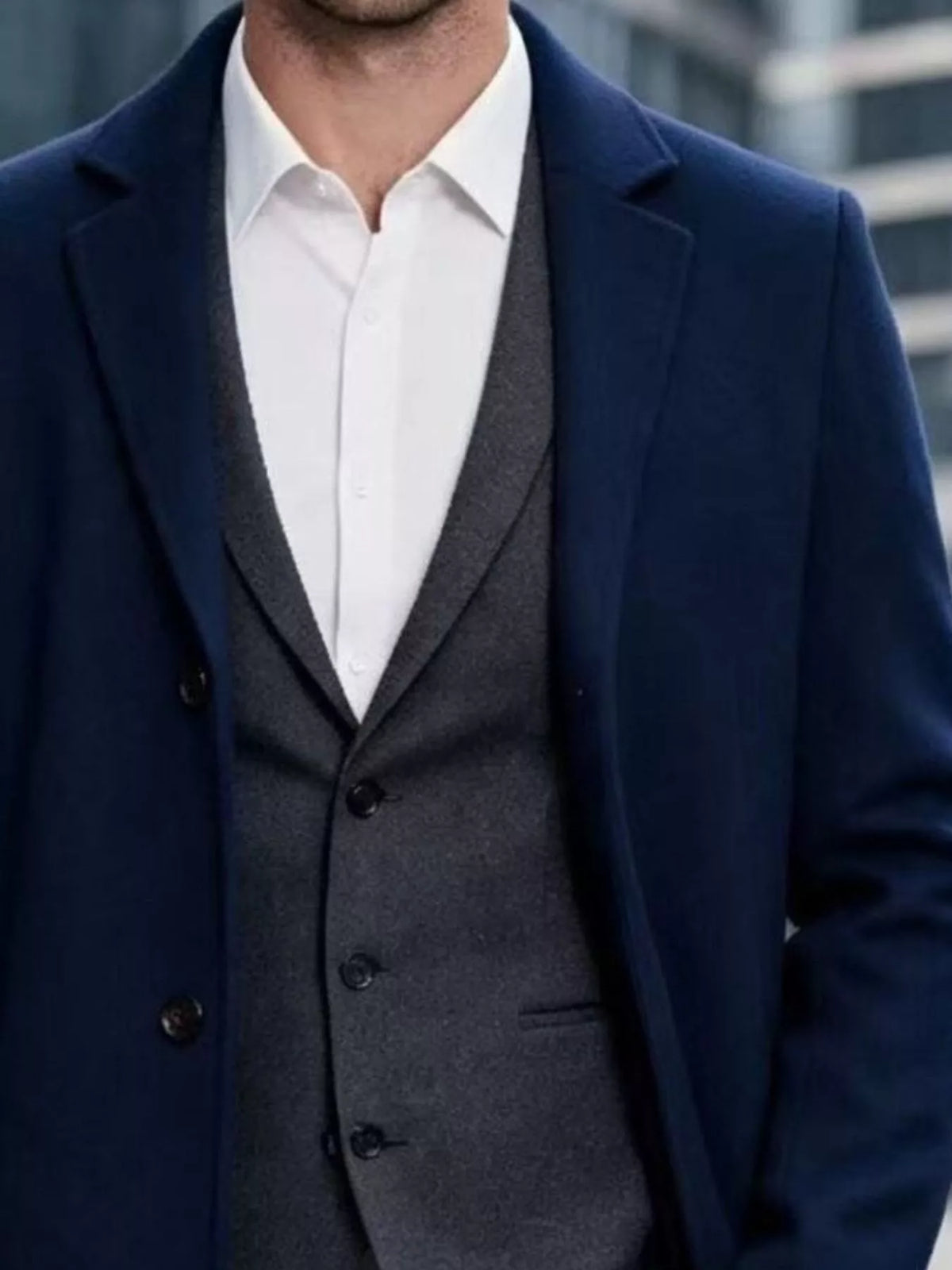 Slim-fit lapel collar overcoat