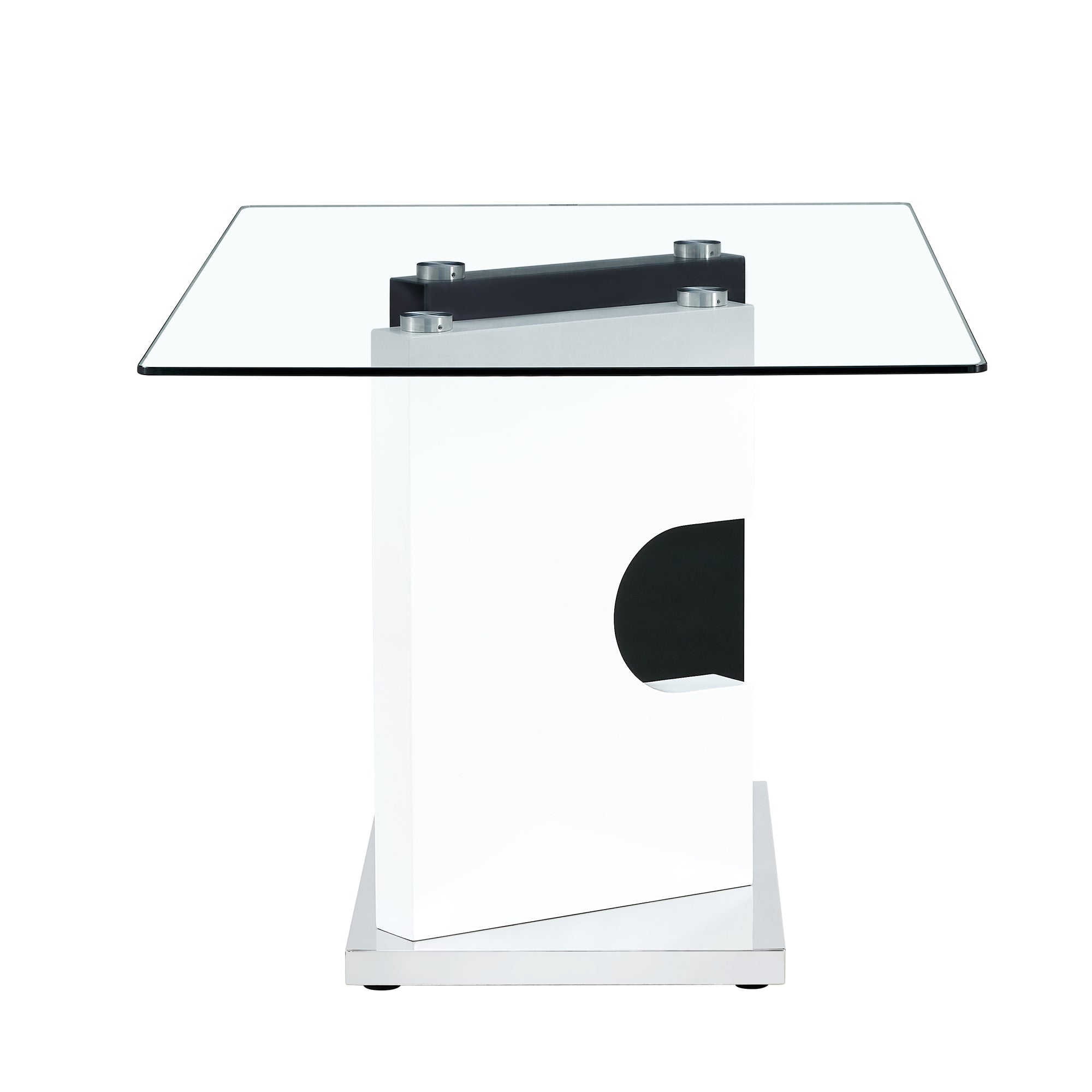 Large Modern Minimalist Rectangular Glass Dining Table for 6-8 with 0.39" Tempered Glass Tabletop