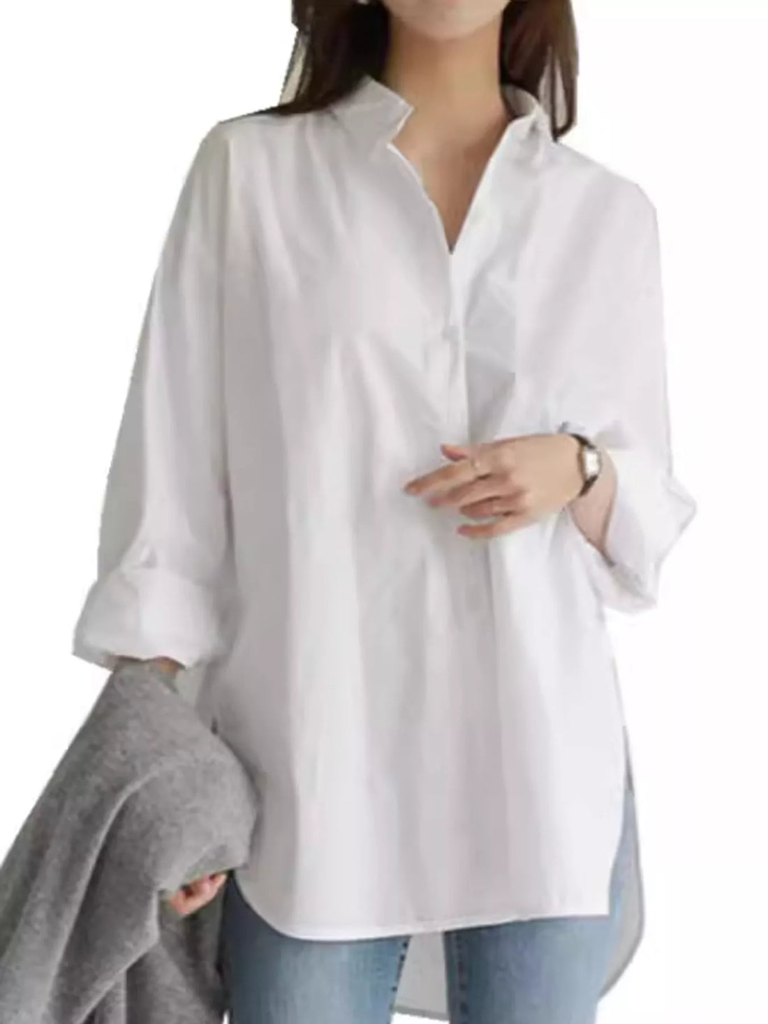 Oversized button-down shirt – white