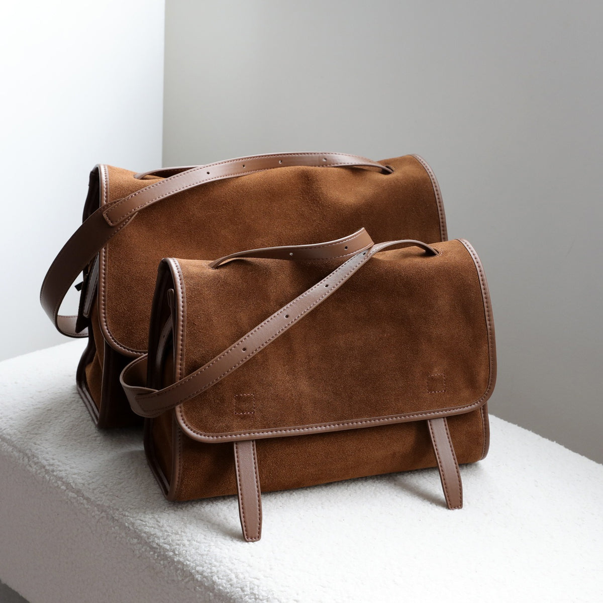 Matte leather messenger bag