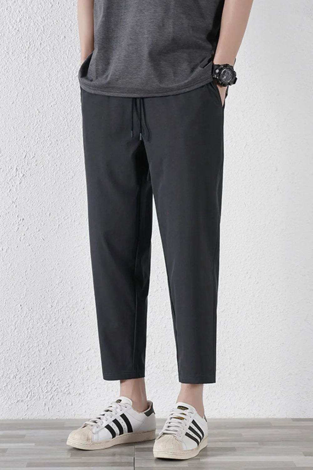 Drawstring pants with pockets