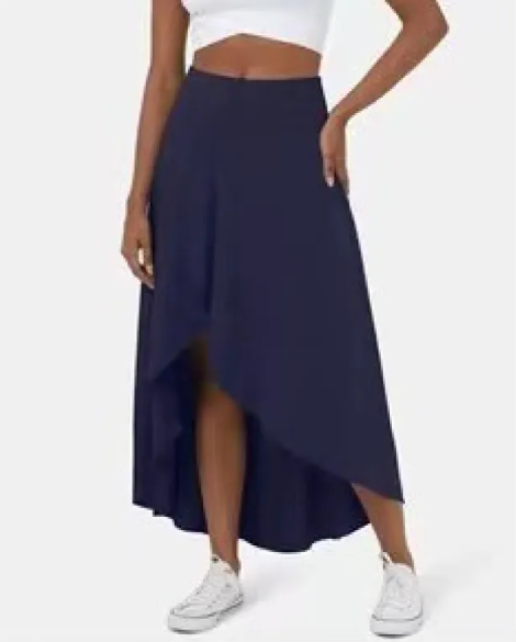 High-low jersey midi skirt