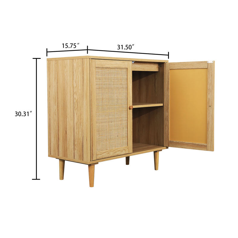 Rattan Storage Cabinet: Accent Cabinet with Doors Buffet Cabinet with Storage for Living Room Hallway Bedroom