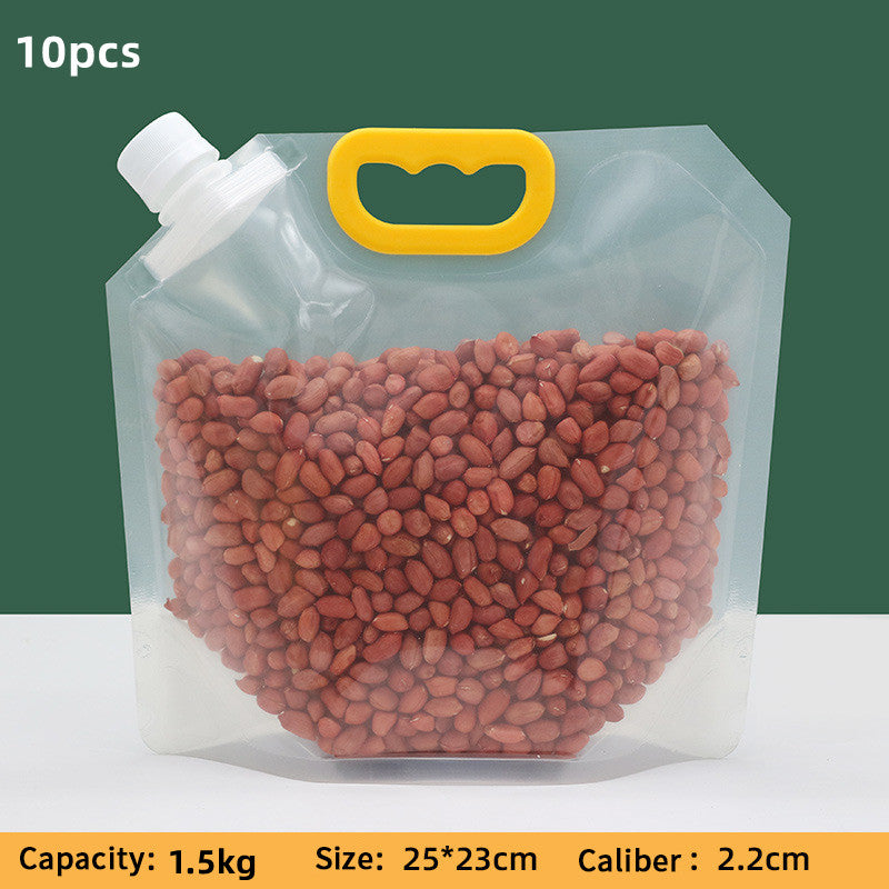 5/10pcs Grain Storage Bag Transparent Self-Supporting Nozzle Bag Sealed Storage Bag