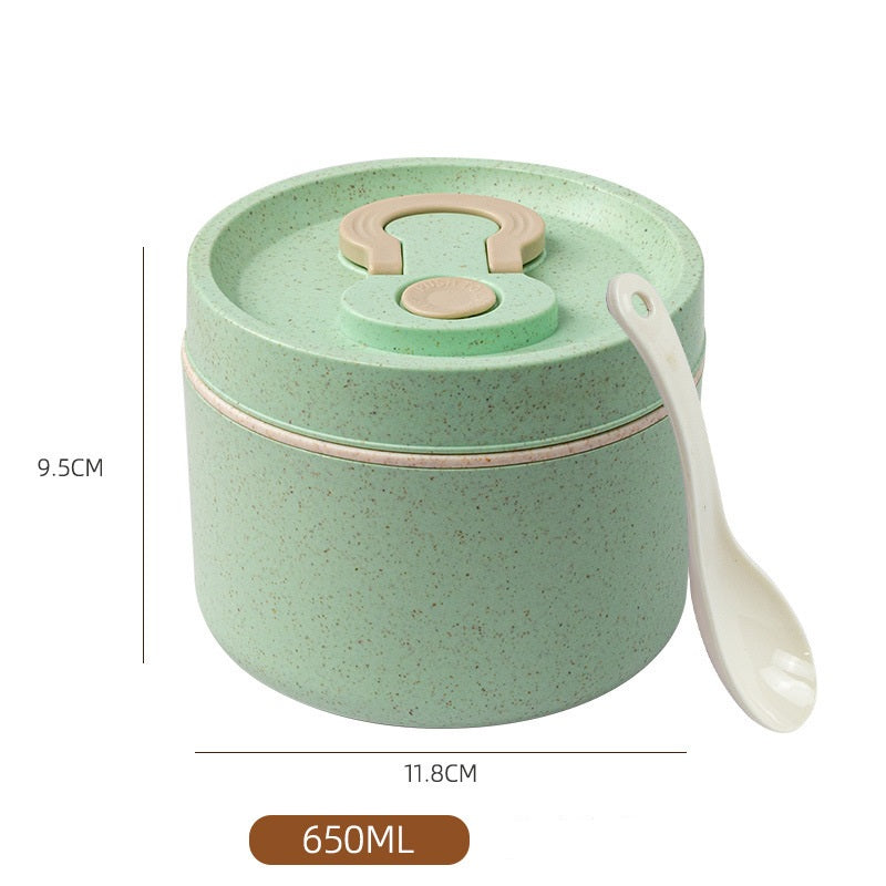 Sealed portable wheat straw insulated lunch box lunch box can be heated in microwave 650ml round lunch box