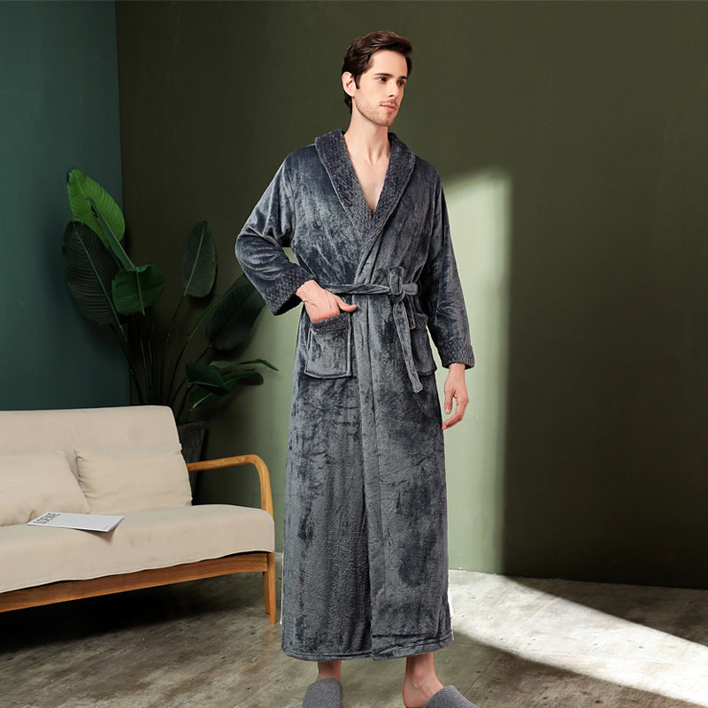 Women's double-sided thick couple bathrobe long autumn and winter coral fleece men's ankle length winter nightgown robe