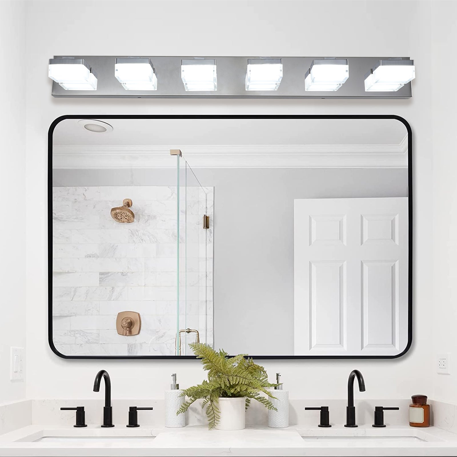 Modern 6-Light Chrome LED Vanity Mirror Light Fixture For Bathrooms And Makeup Tables