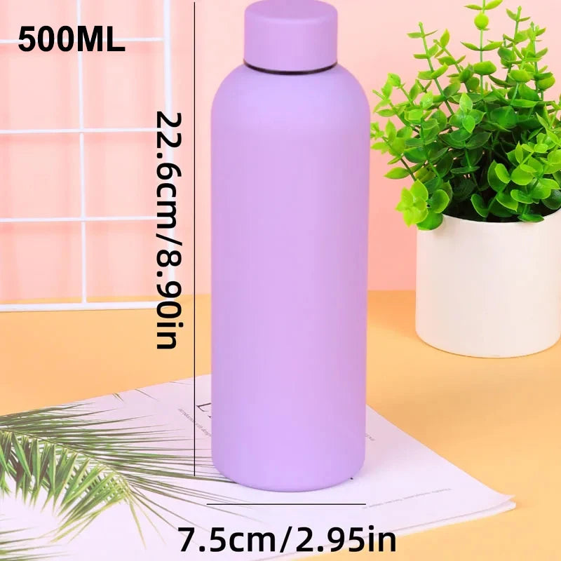 500/750ML Small Mouth Thermos Cup, Outdoor Stainless Steel Bottle, Rubber Paint Sports Kettle, Thickened Double Water Cup