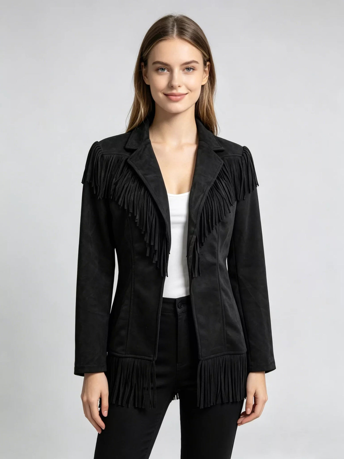 Western fringe jacket – black