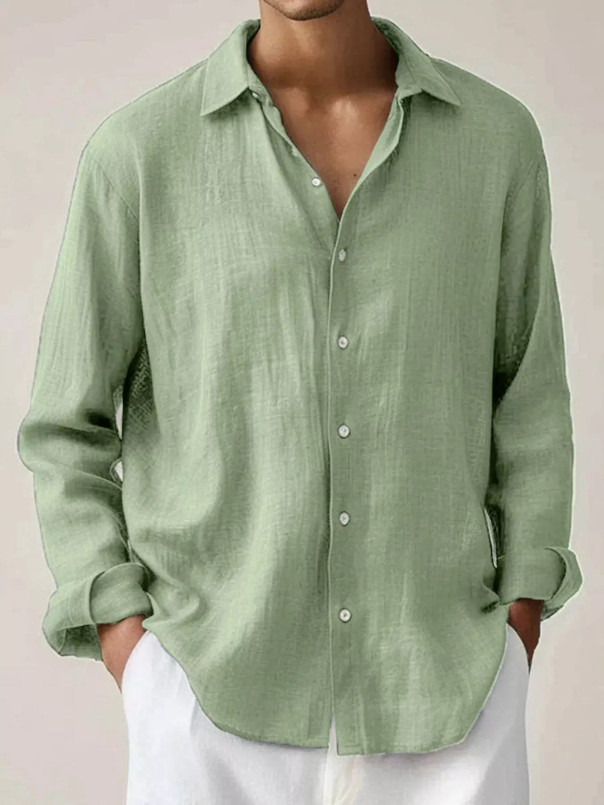 Cotton button-up shirt – gum leaf