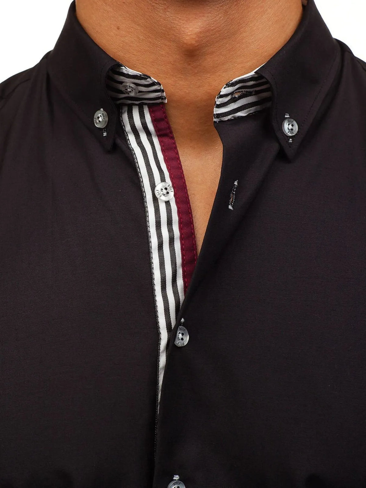 Button-down shirt with striped detail