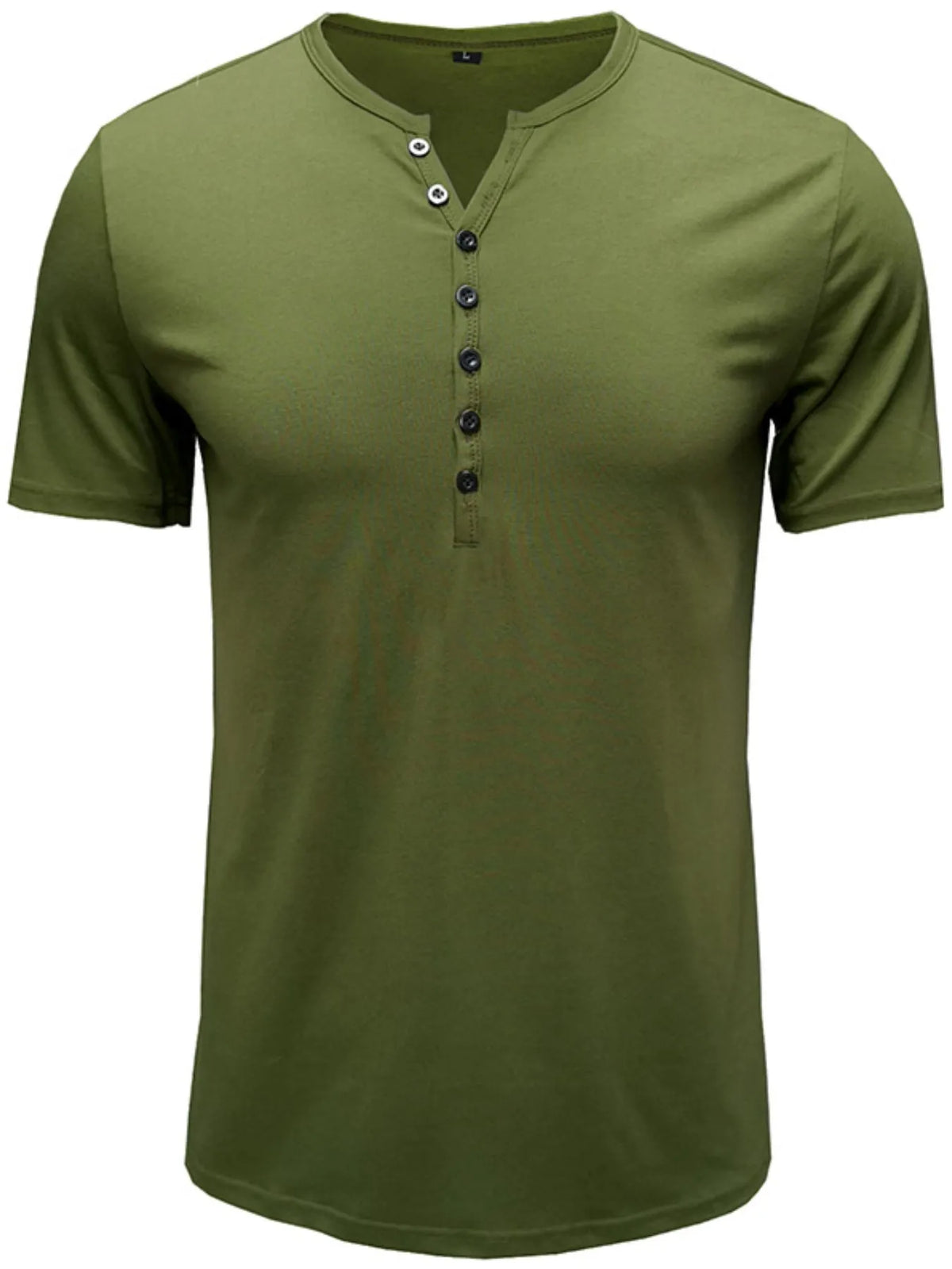 Classic henley short sleeve polo shirt, Moss