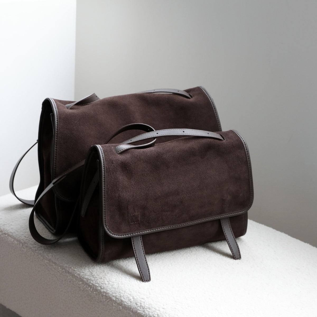 Matte leather messenger bag