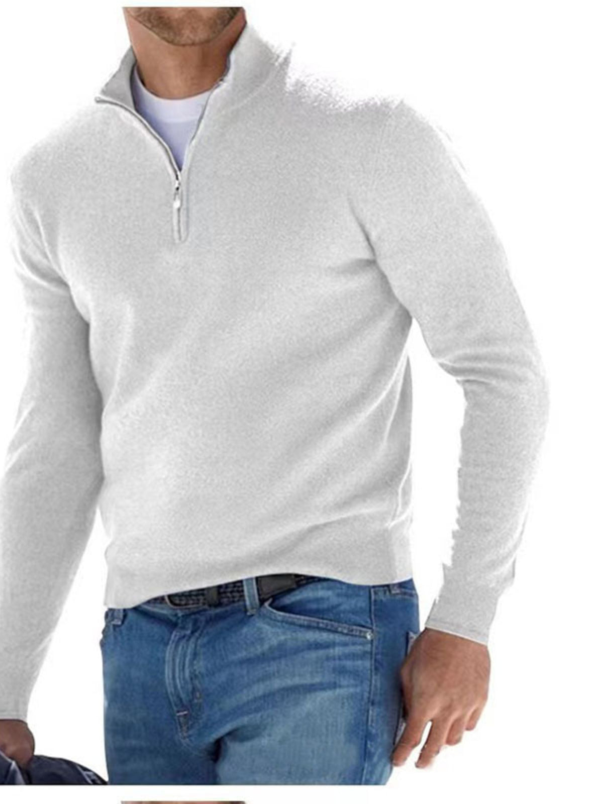 Quarter-zip sweater – white